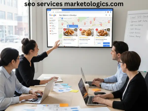Google my business optimization showing local seo map pack results for marketologics client locations