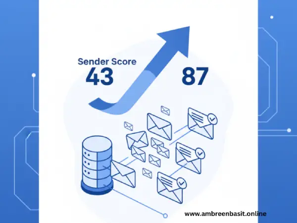 Email dashboard showing improved sender score after switching from shared IP to dedicated IP for better email deliverability.