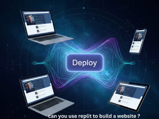 One-click website deployment button publishing site live across multiple devices